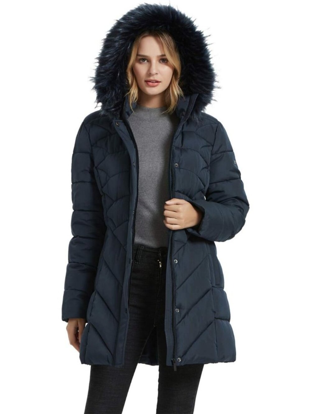 Cozy Women's Winter Thicken Parka Jacket with Pockets, Sizes XS-3XL, Warm